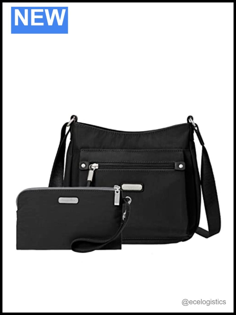 Baggallini Uptown Crossbody Purse RFID Nylon Wristlet Adjustable Strap